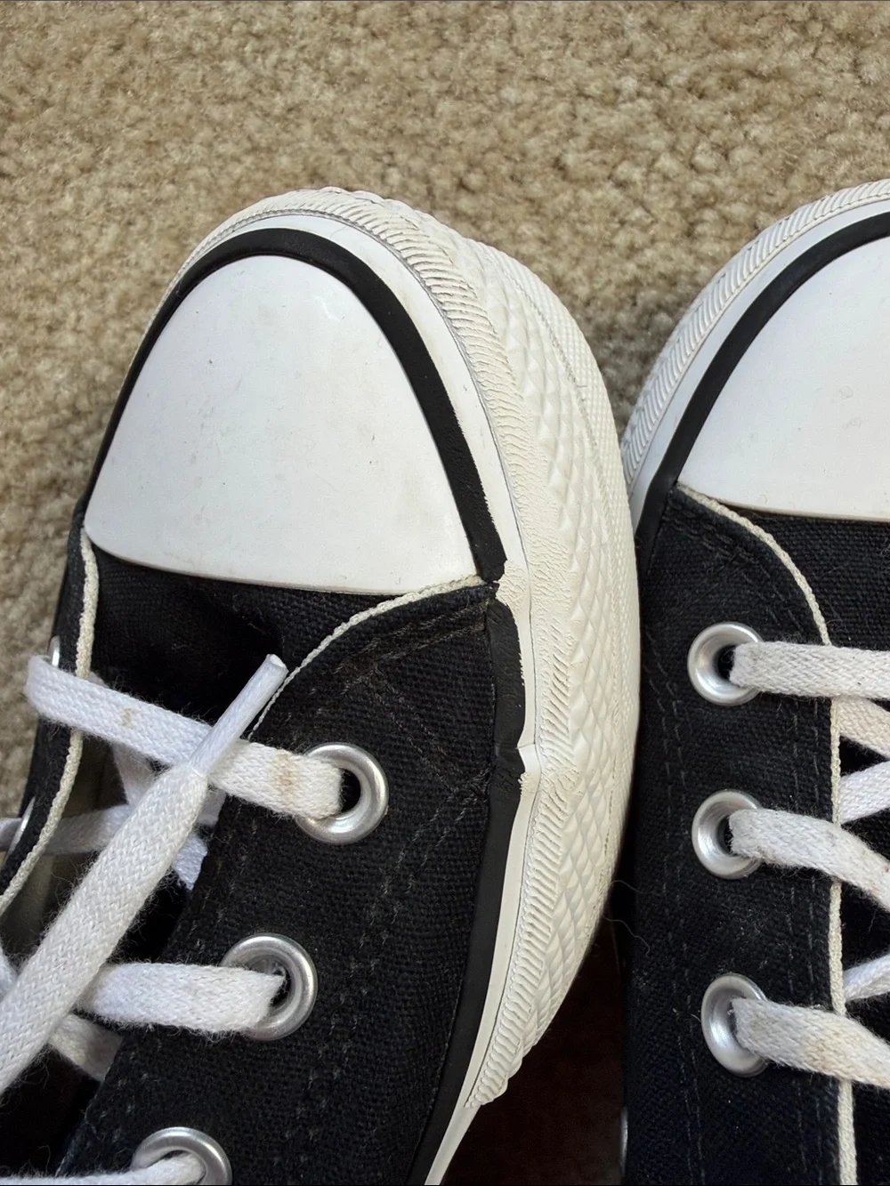 Converse Black and White High-Top Platform Sneakers - Picture 5 of 7